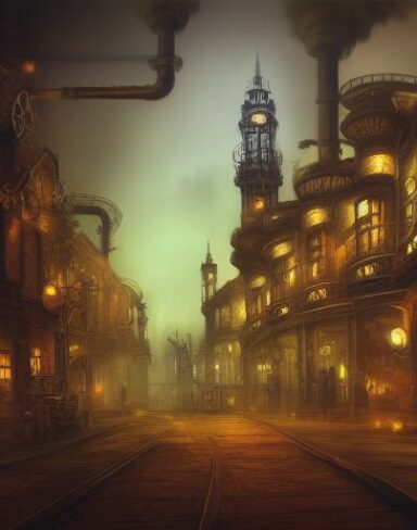 City under steampunk style