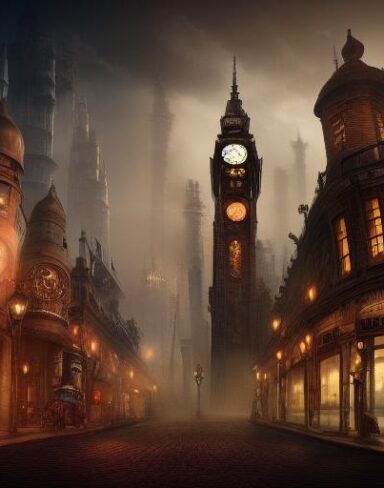 City under steampunk style