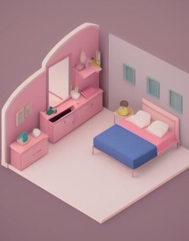 Cute isometric bedroom