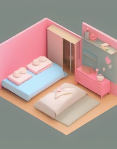 Cute isometric bedroom