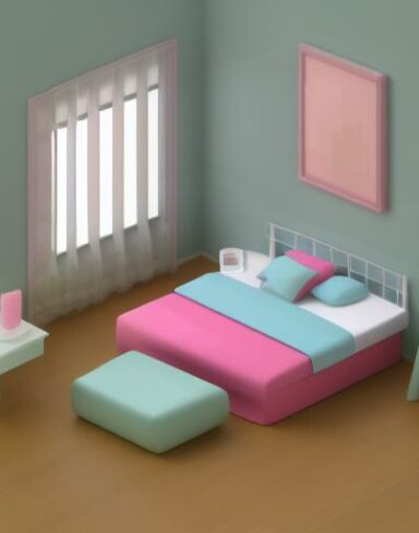 Cute isometric bedroom