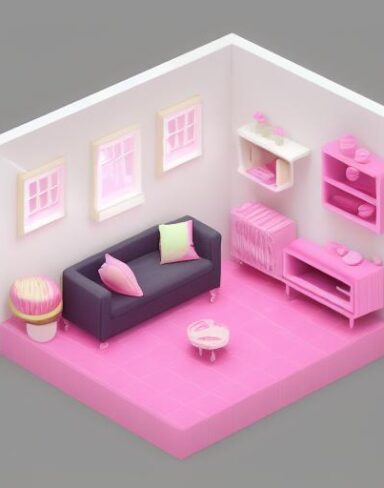 Cute isometric living room