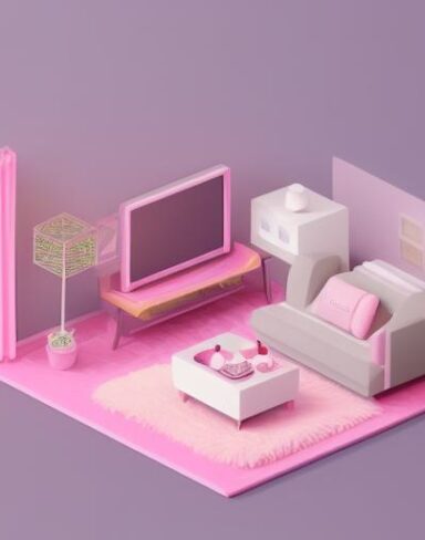 Cute isometric living room