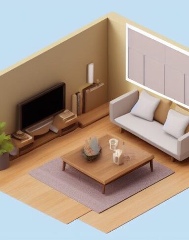 Cute isometric living room
