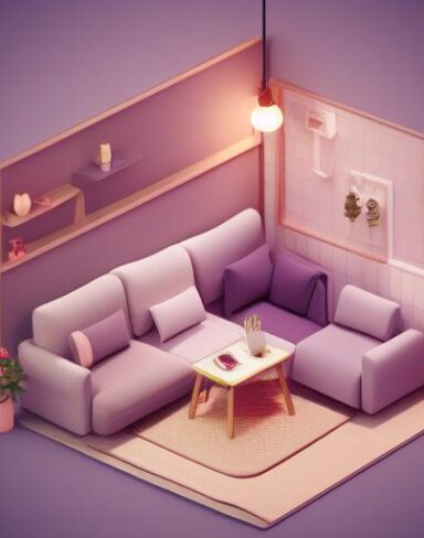 Cute isometric living room