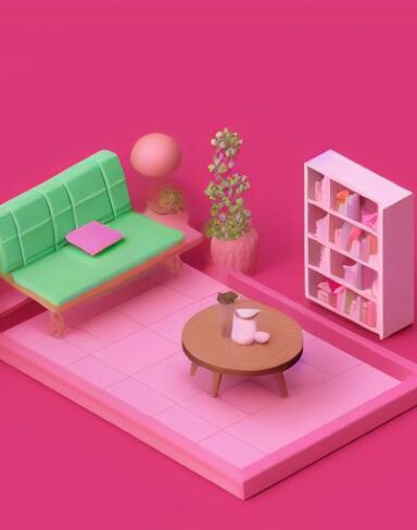 Cute isometric living room