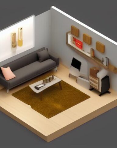 Cute isometric living room