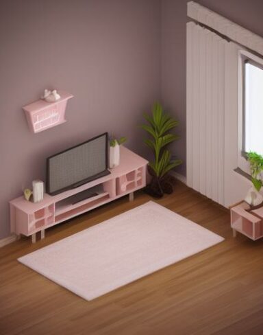 Cute isometric living room