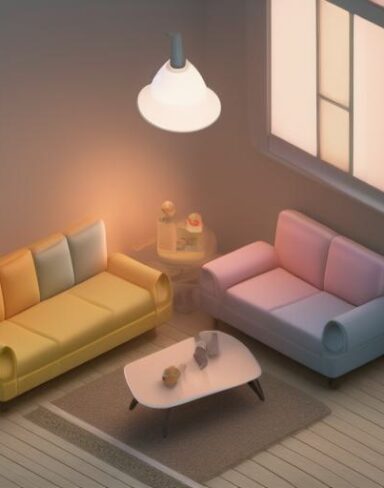 Cute isometric living room