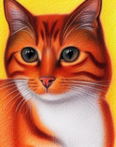 Drawing of a cat by crayon
