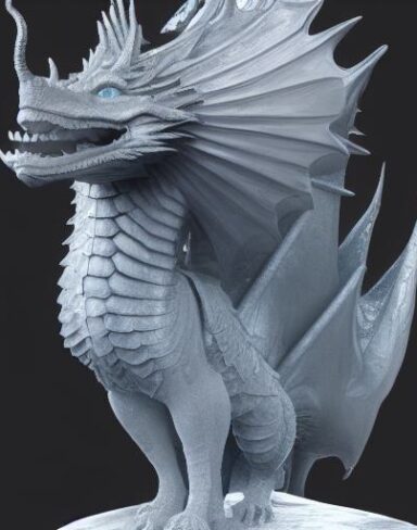 Frozen ice statue of a dragon