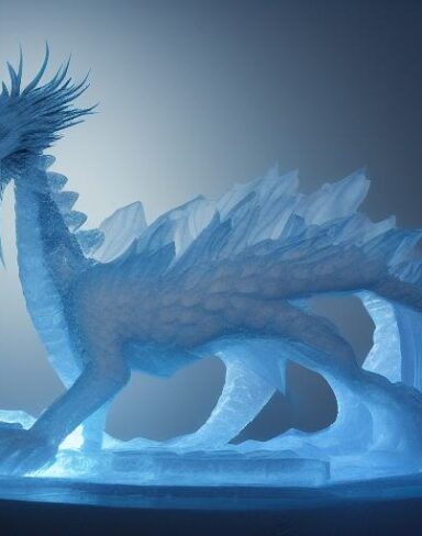 Ice sculpture of a ice dragon
