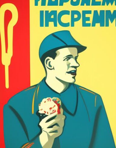 Man holding a cup of ice cream