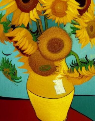 Painting of beautiful sunflowers