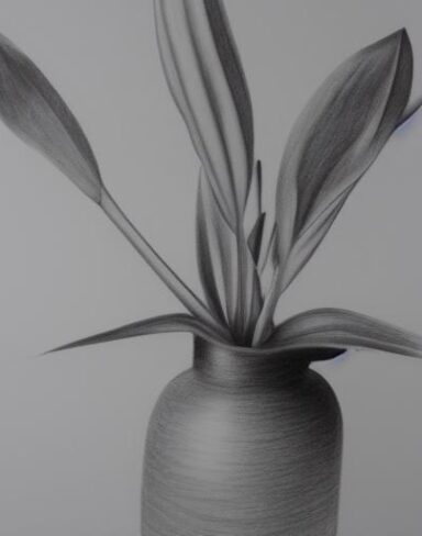 Pencil drawing of a plant in vase