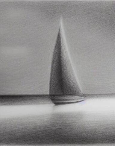Pencil drawing of a sailboat in the water