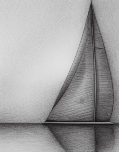 Pencil drawing of a sailboat in the water