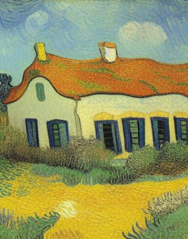 Van gogh painting of the house in a garden