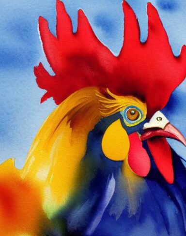 Watercolor painting of a rooster by Olga Boznańska