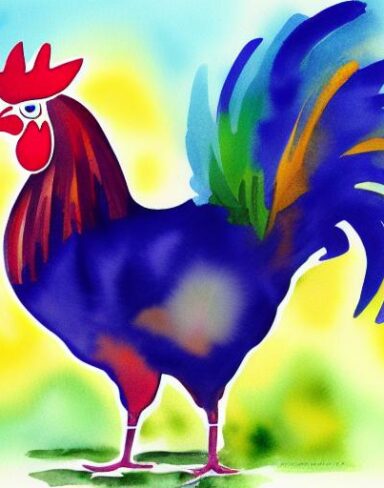 Watercolor painting of the rooster by Olga Boznańska