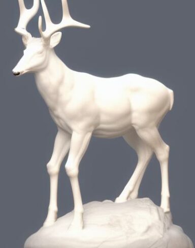 White statue of a deer