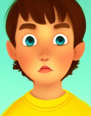 A boy with yellow background
