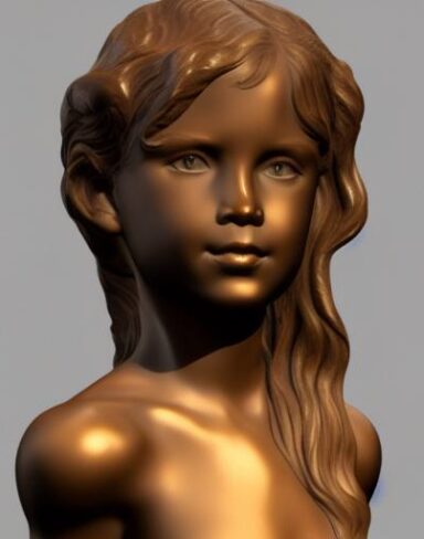 A bronze bust of a young girl