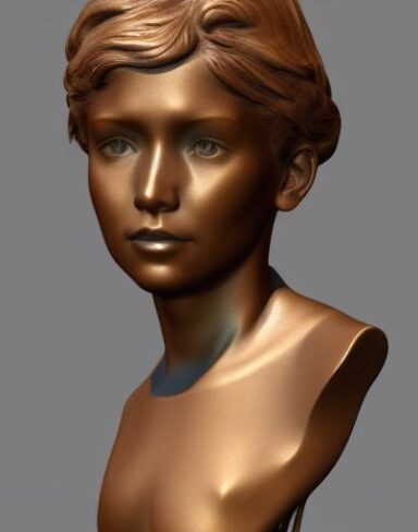 A bronze bust of girl