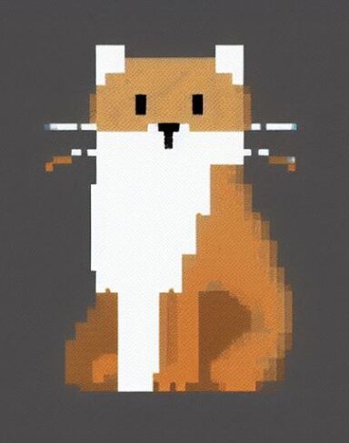 A brown cat sitting on top of a white surface