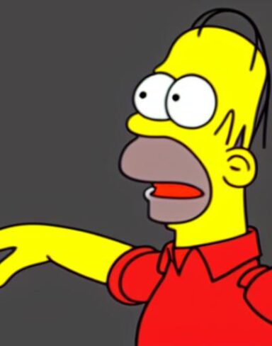 A cartoon character shaking his hands in the air