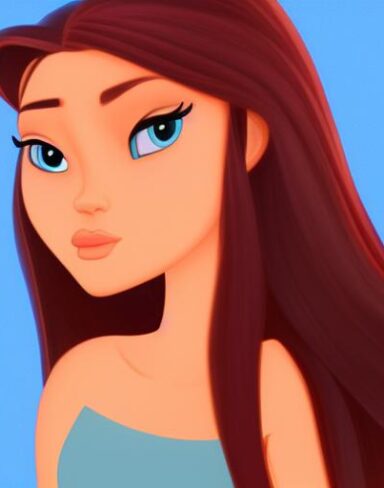 A cartoon girl with long hair