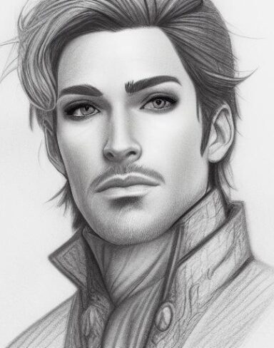 A close up of a drawing of a handsome guy