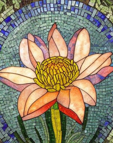 A close up of flower in a mosaic