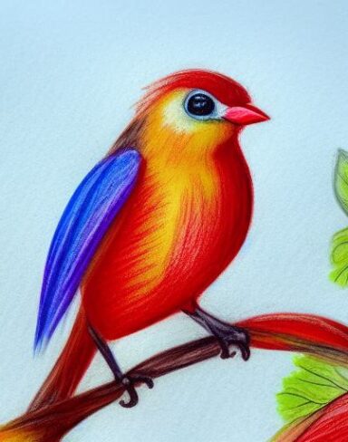 A colorful bird on a tree branch