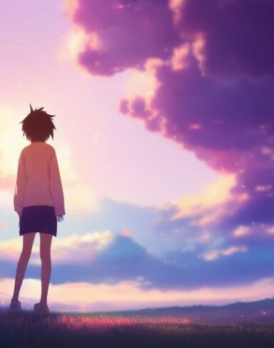 A couple of anime characters with beautiful face standing next to each other