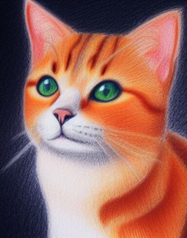 A crayon drawing of a cat