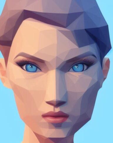 A digital painting of a woman with blue eyes
