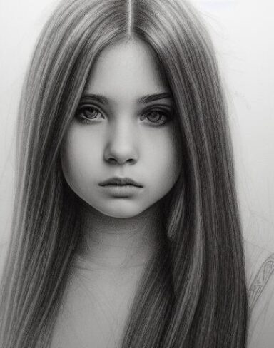 A drawing of a girl with long hair