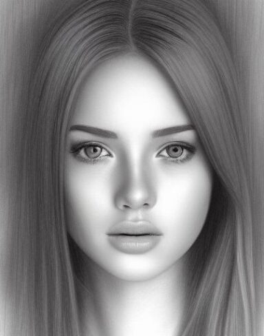 A drawing of a pretty young lady