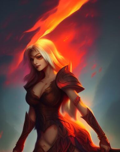 A girl that is standing in the fire