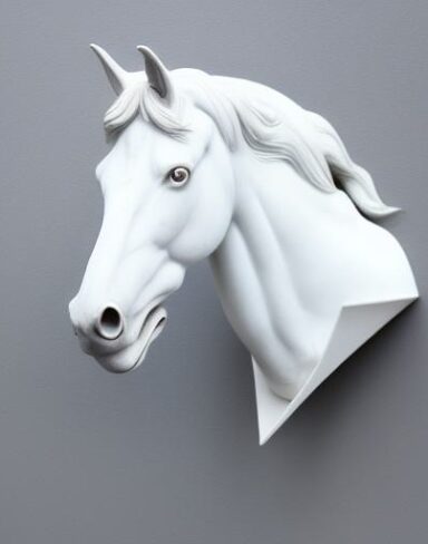 A head of white horse sculpture statue