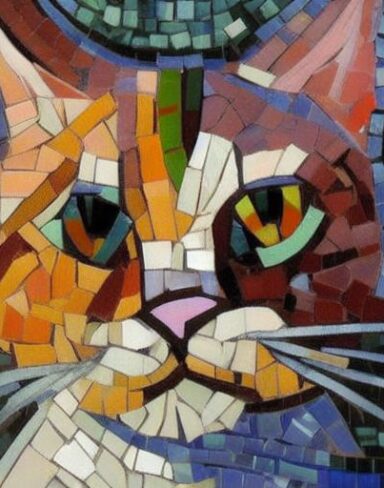 A mosaic of a cat