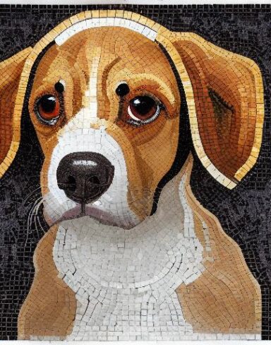 A mosaic of a puppy