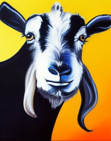 A painting of a goat