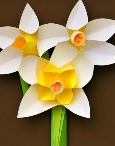 A paper daffodils contains inside a pot