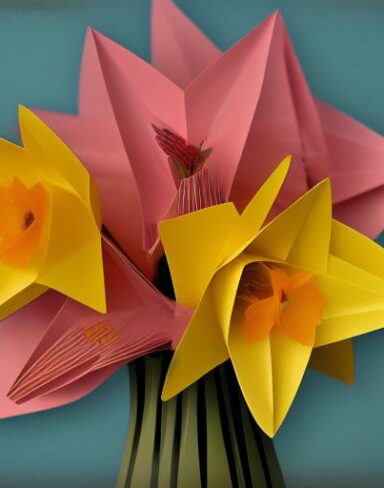 A paper daffodils in a pot