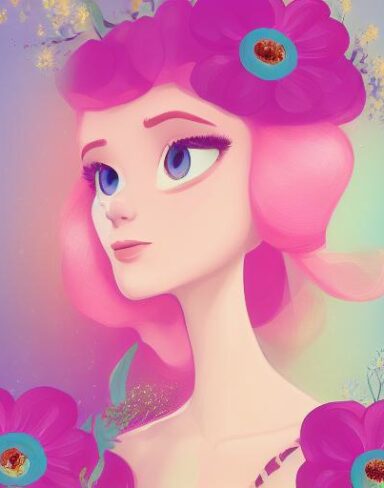 A person with a flower background