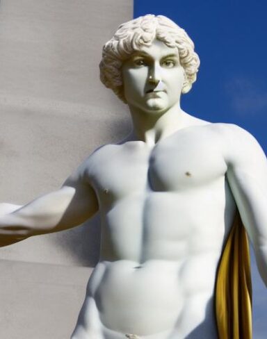 A statue of a sculpture of man