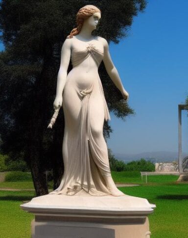 A statue of a woman in dress