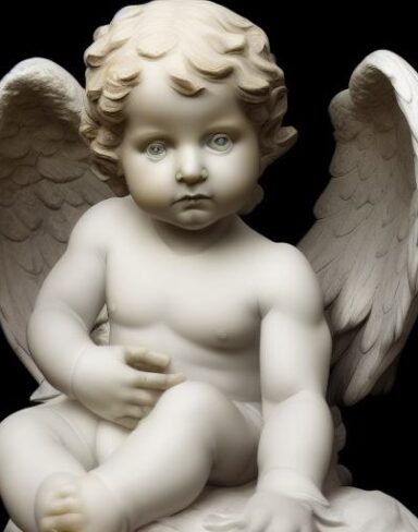 A statue of angel of a baby